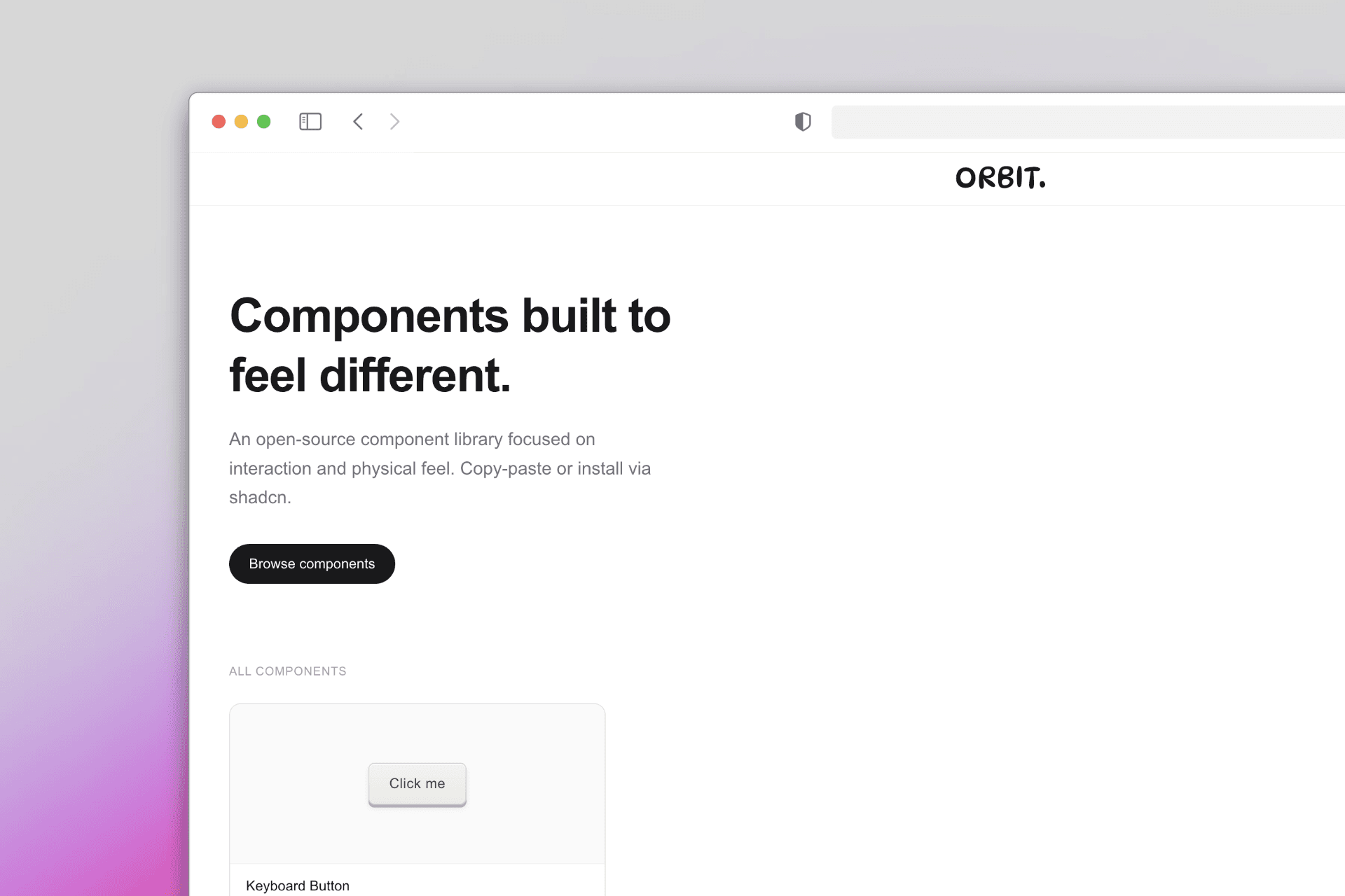 Orbit component library home page